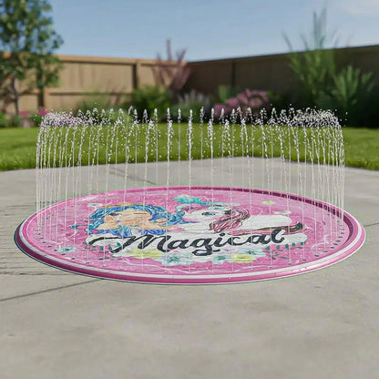 Alfombra Lanza Agua Niños Juegos De Agua Piscina 170cm Niños Rosa