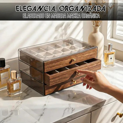Caja De Joyas De Madera Con Cajones, Organizador Para Anillos Y Collares Marrón