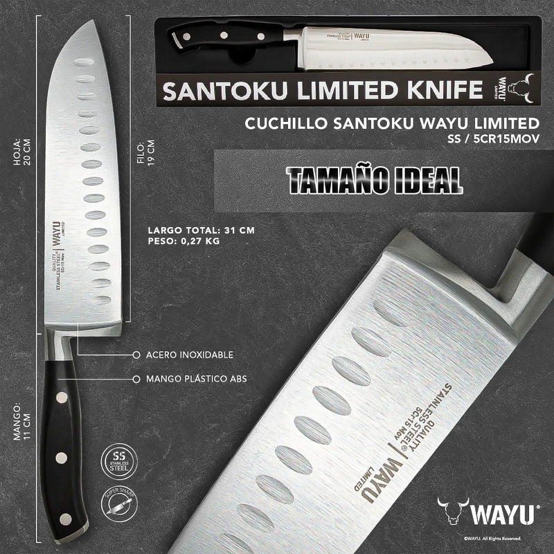 Cuchillo Chef Profesional Cuchillo Santoku Wayu Cuchillo Coc Negro