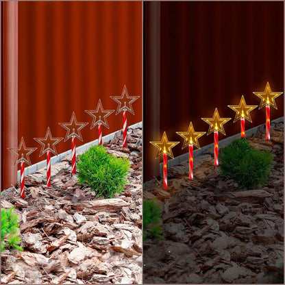 Pack X5 Luces Navidad Exterior Solares Estaca Navieña Estrella Calida Luces Navideñas Estacas Solares Luces Navideñas Solares Estrella Calida Luces Navidad Solar Okshop