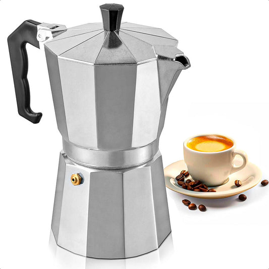 Cafetera Italiana De Aluminio Para 6 Tazas Con Tapa De Espresso