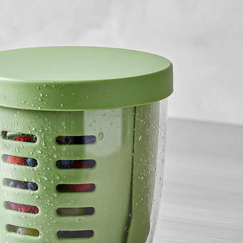 Porta Frutas Keep De Plástico Verde Con Tenedor Para Ensaladas