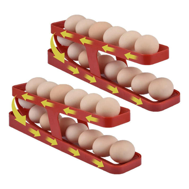 X2 Huevera Organizador De Huevos Para Refrigerador Rodante