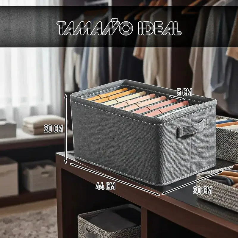 Organizador De Ropa Plegable Con 9 Divisores Gris De Tela Para Cajón