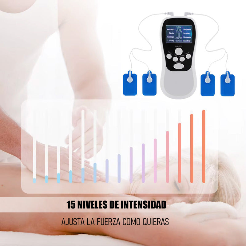 Electroestimulador Muscular Electrofisico Tens 4 Electrodos Blanco