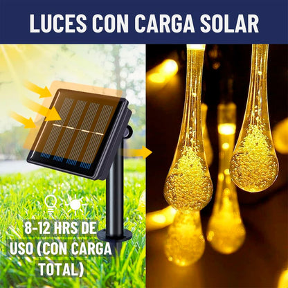 Luces Navidad Guirnaldas Solares Luces De Navidad Solares 5m Cálida