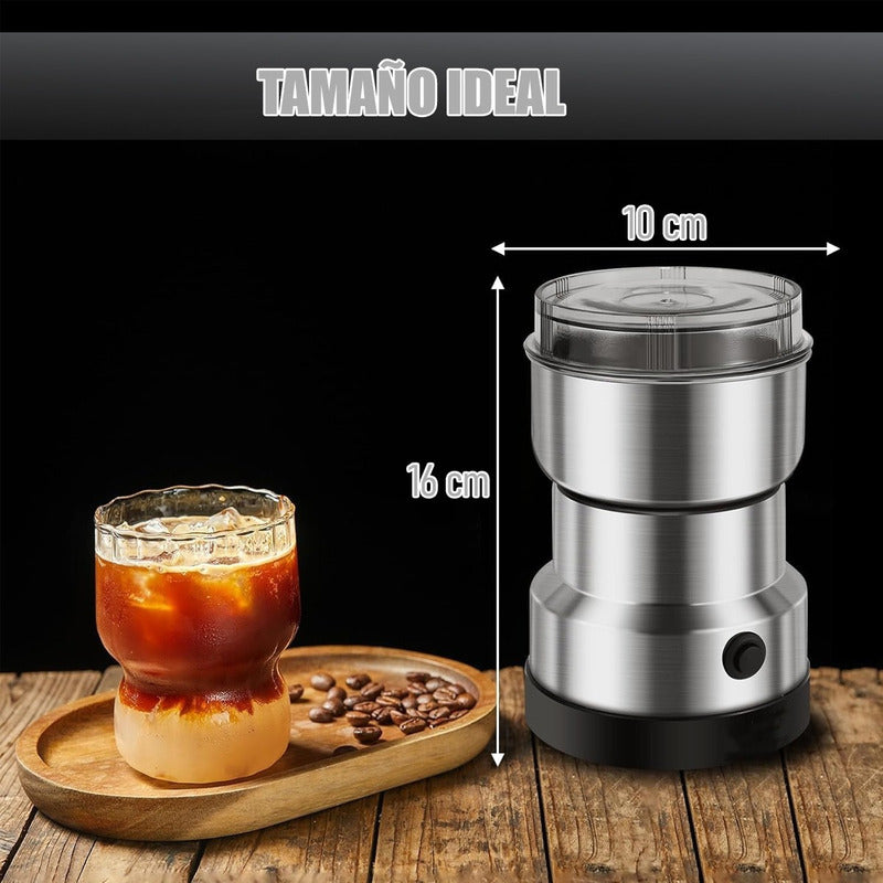 Cafetera Italiana 6 Taza + Molinillo Cafe Capuchino Expresso Gris