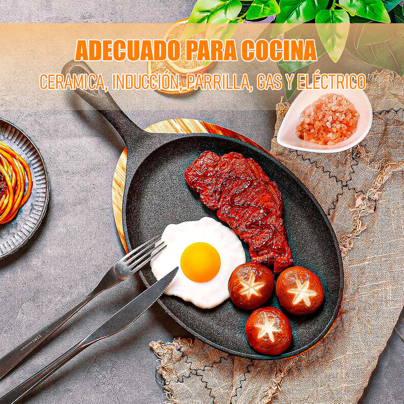 Sarten Iron Cast Plato Hierro Fundido Plato De Fajita Wayu Sarten Iron Cast Y Base Madera Wayu Plato Para Carne De Hierro Fundido Juego De Platos Fajita Platos De Fajita De Hierro Fundido Con Bandeja