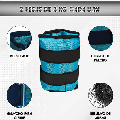 Pesas Para Tobillos Set Pesas Tobillo 6kg Pesas Tobilleras Celeste