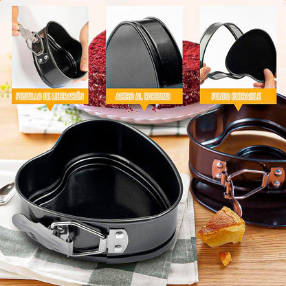 Moldes Reposteria Molde Desmontable Pack 4 Molde Corazon Gris