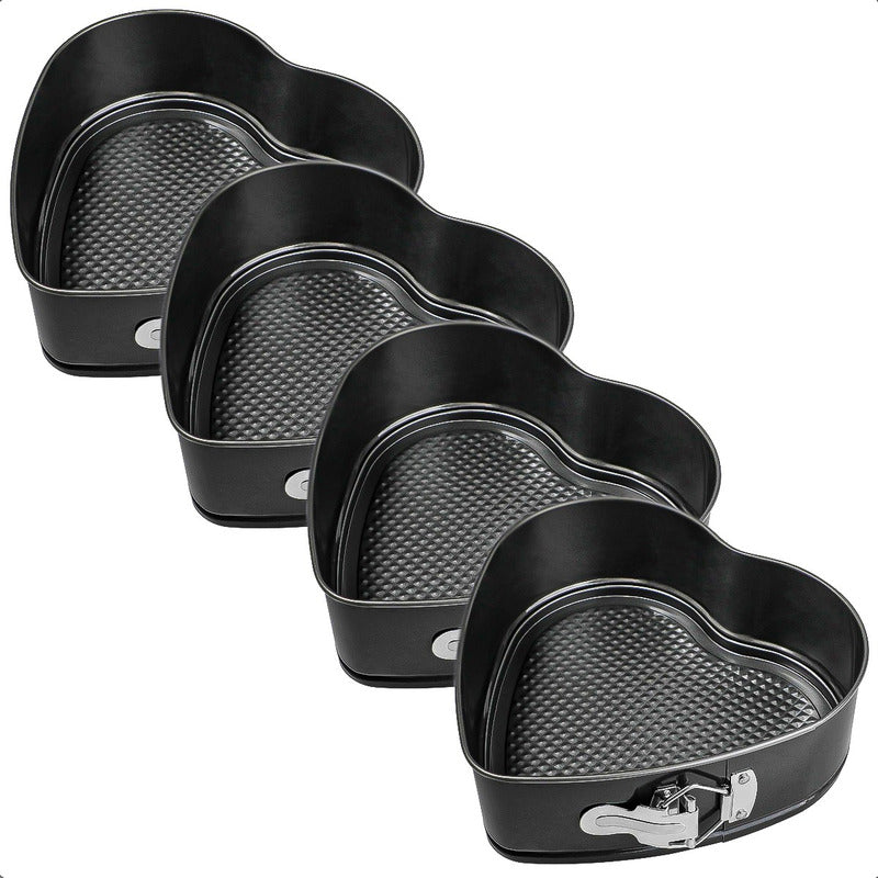 Moldes Reposteria Molde Desmontable Pack 4 Molde Corazon Gris