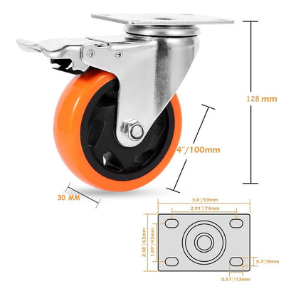 Ruedas Giratorias Para Carros Ruedas Muebles Pack 2 Ruedas Naranja/gris