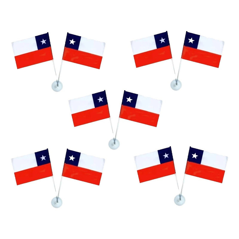 Pack X10 Banderas De Chile Decorativa Bandera Chile 10x15