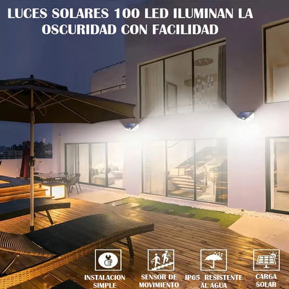 Foco Solar De Exterior Okshop Negro Para Pared Con Sensor De Movimiento