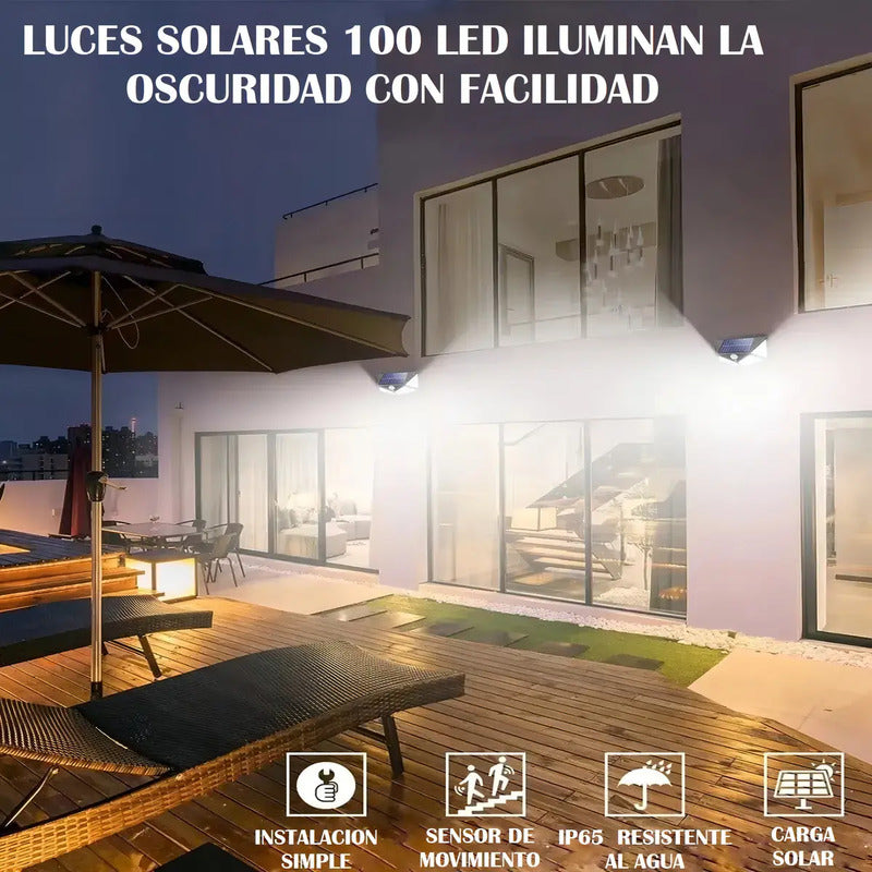 Foco Solar De Exterior Okshop Negro Para Pared Con Sensor De Movimiento