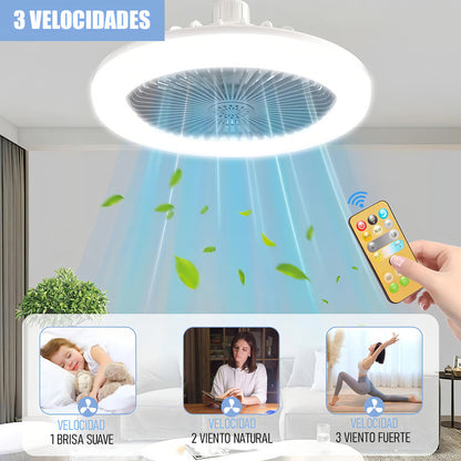 Lámpara De Techo Ventilador Arcashopping Led Con Control Remoto Y Roscada E27 Blanco