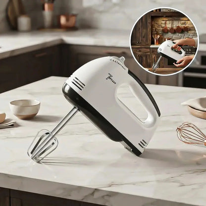 Batidora De Mano Eléctrica Okshop Con 7 Velocidades Y 260 W Para Amasar Y Batir Blanco