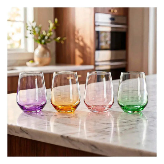 Pack De 4 Vasos De Vidrio Arcashopping De Colores, 530 Ml