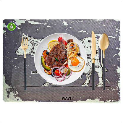 Individual Para Mesa Wayu Individuales Rectangulares Plato Gris Claro