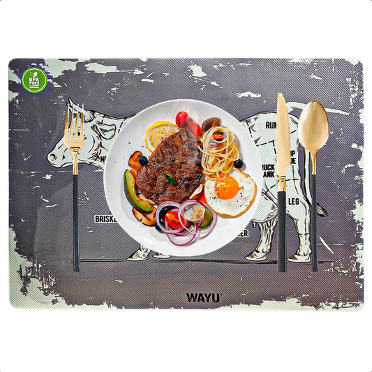 Individual Para Mesa Wayu Individuales Rectangulares Plato Gris Claro