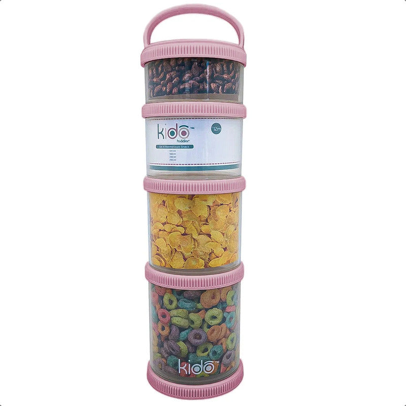 Contenedores Herméticos Alimentos Okshop Plástico Rosa Pack 4 Uni 290ml