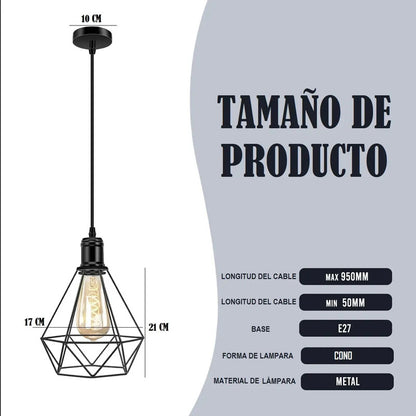 Lámpara Colgante De Techo Negra Okshop Para Comedor Y Dormitorio Negro