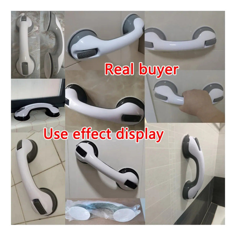 Barra De Seguridad Para Baño Con Ventosas Y Superficie Antideslizante Okshop Negro/blanco