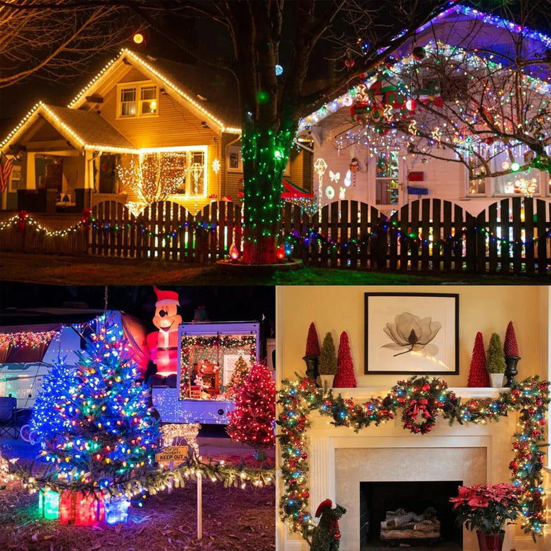 Guirnalda Led 12m 200 Luces Exterior Ip44 Navideñas Okshop 220v Cálida