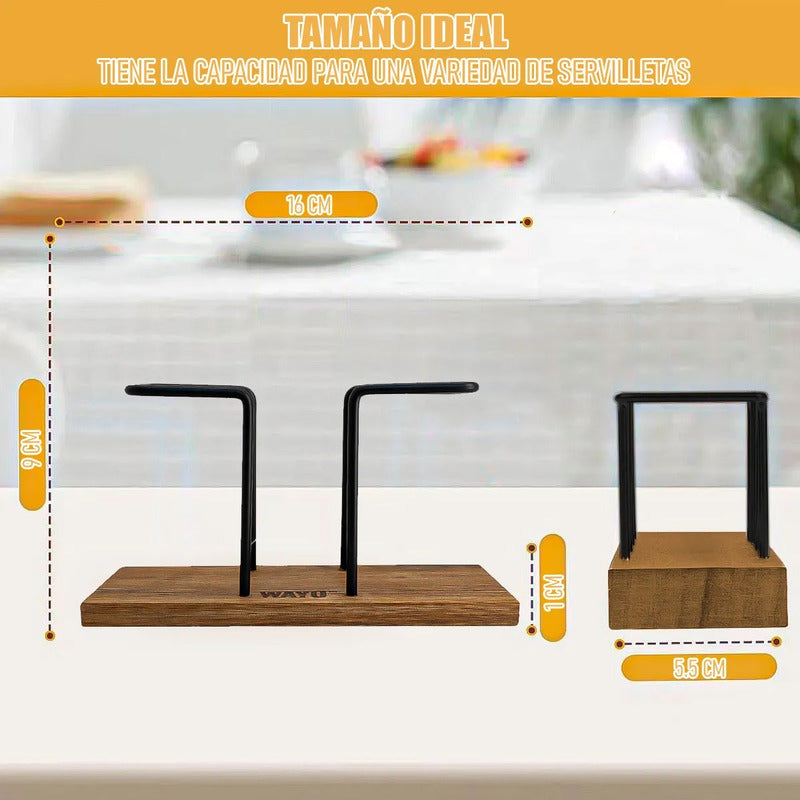 Servilletero Madera Wayu Pack 2 Servilletero Metálico Wayu Servilleteros Metalicos Restaurantes Servilleteros Mesa Picnic Hierro Servilletero Madera Decoracion Okshop Negro