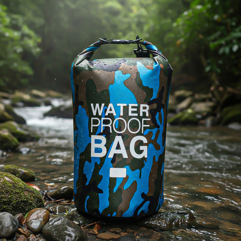 Bolso Seco Impermeable Mochila Camping 15 Litros Waterproof Camuflaje-azul Claro