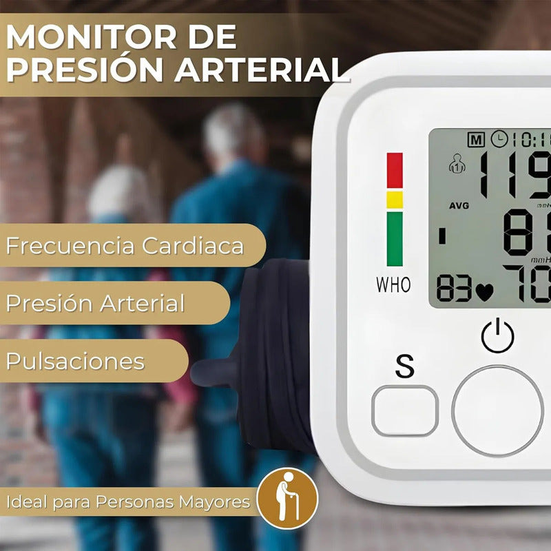 Tensiómetro Digital Okshop Brazo Blanco Medición Precisa Presión Arterial Frecuencia Cardíaca Blanco/gris