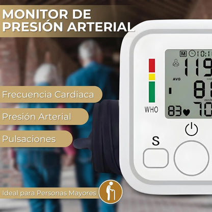 Tensiómetro Digital Okshop Brazo Blanco Medición Precisa Presión Arterial Frecuencia Cardíaca Blanco/gris