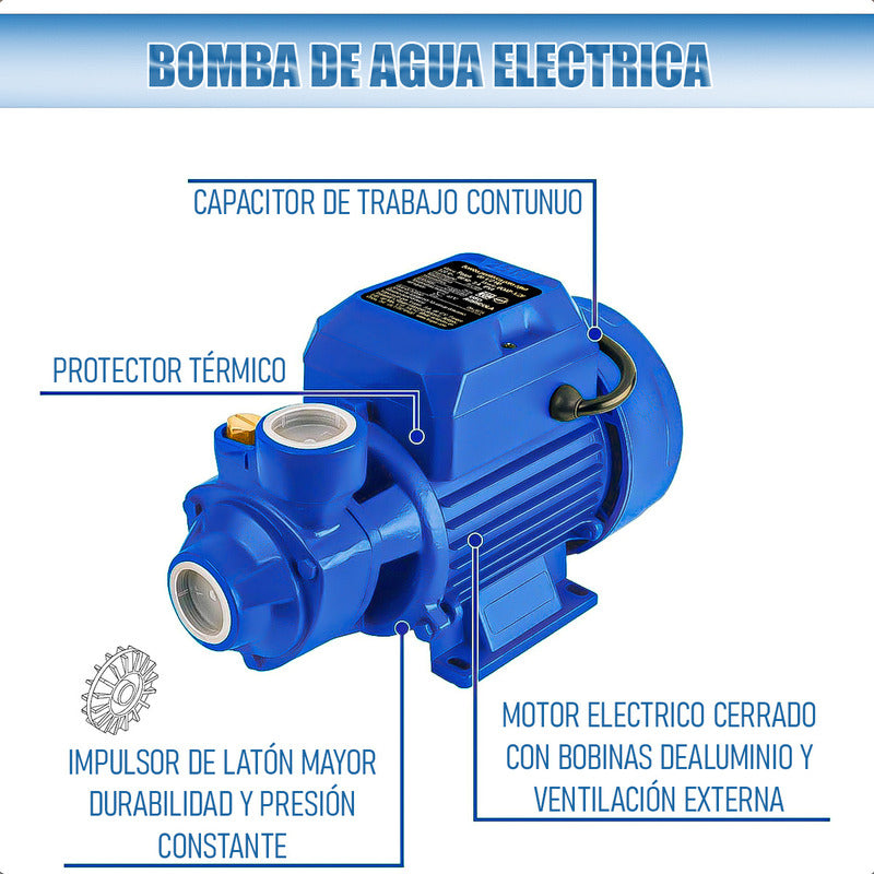 Bomba Centrifuga 1/2hp Bomba Agua 1/2hp Bomba Agua Electrica - Azul - 50 Hz