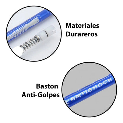 Bastones De Trekking Plegable Baston De Trekking Senderismo Palos Trekking Aluminio Antigolpes Bastones Trekking Ajustable Plegable Baston Trekking Antishock Antideslizante Color Azul Okshop