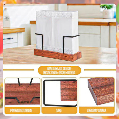 Servilletero Madera Wayu Pack 2 Servilletero Metálico Wayu Negro