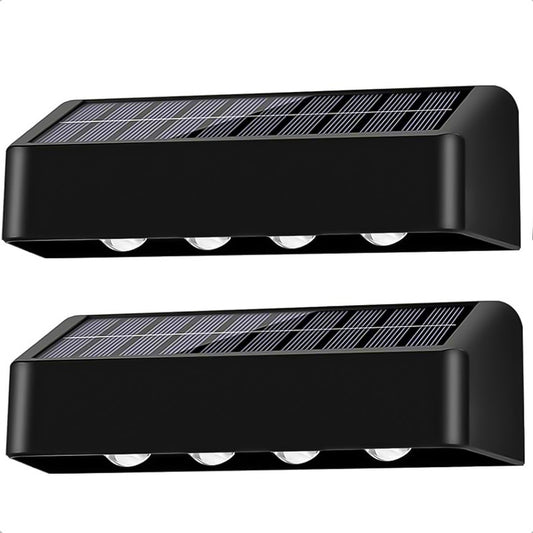 Pack X2 Aplique Exterior Solar Foco Pared Aplique De Pared Negro/cálida