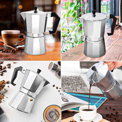Cafetera Italiana Espresso 3 Tazas Plateado Aluminio Manual