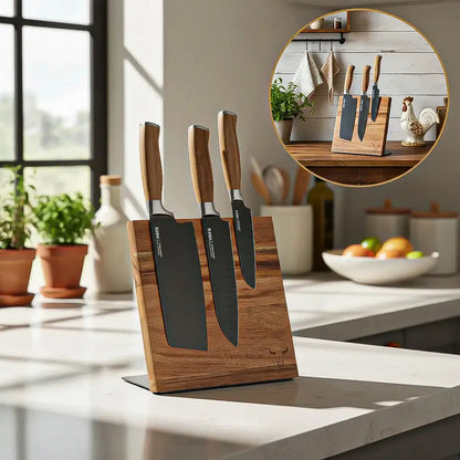 Organizador Cuchillos Magnetico Block Magnético Wayu Soporte Madera Acacia