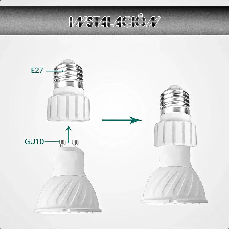 Adaptador De Foco E27 A Gu10 Para Bombillas Led Blanco
