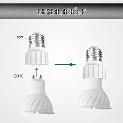 Adaptador De Foco E27 A Gu10 Para Bombillas Led Blanco