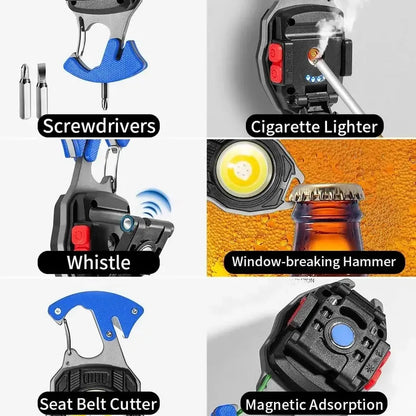Luz De Emergencia Luz Trabajo Recargable Portatil Multifunci Negro