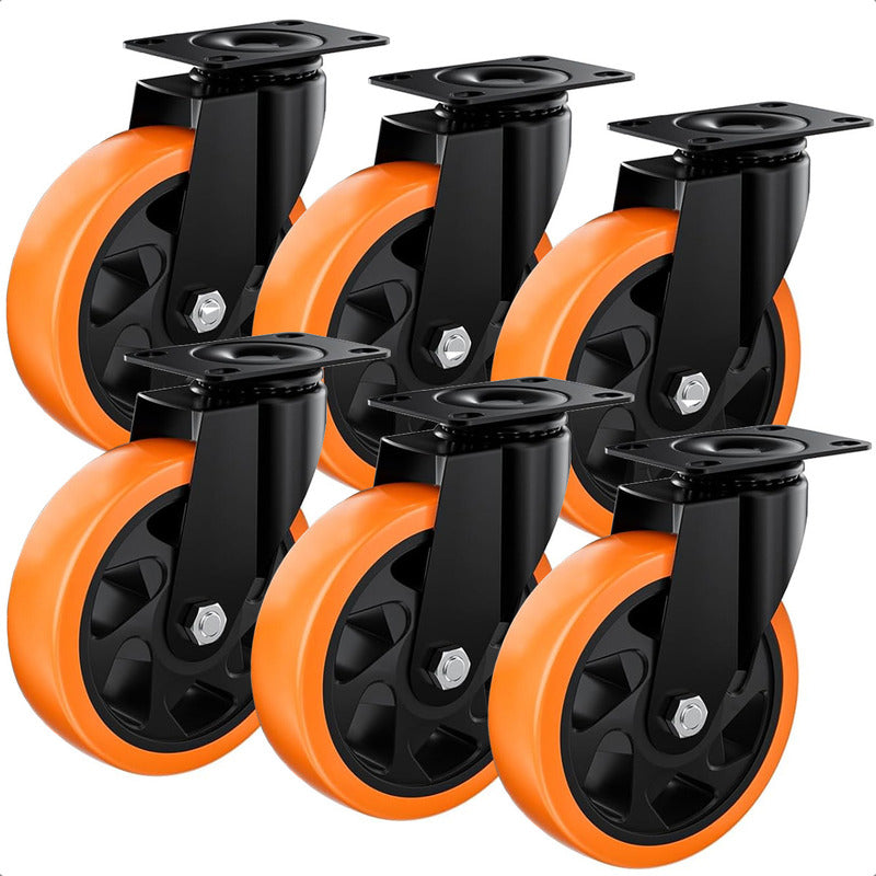 Ruedas Giratorias Para Carros Ruedas Muebles Pack 6 Rueda Naranja/negro