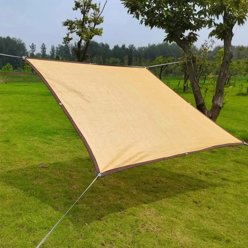 Toldo Vela Rectangular Okshop 4x5 Beige Hdpe Impermeable Uv Para Camping