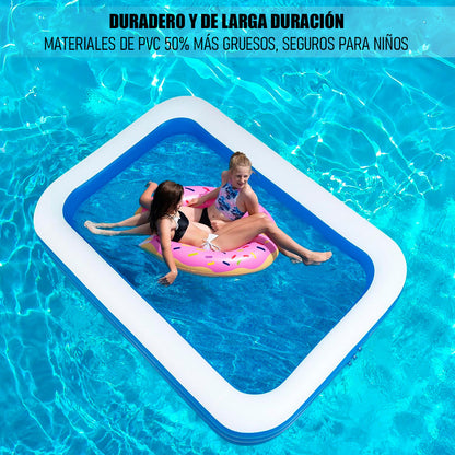 Piscina Para Niños Piscina Rectangular Familiar 260x170x50cm Azul