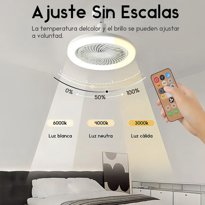 Lámpara De Techo Ventilador Arcashopping Led Con Control Remoto Y Roscada E27 Blanco