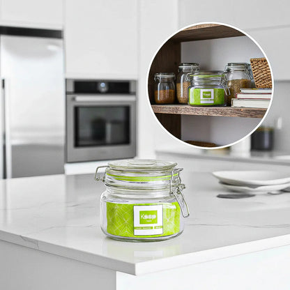 Contenedor De Alimentos Frasco Hermetico Frasco Vidrio 500ml Verde
