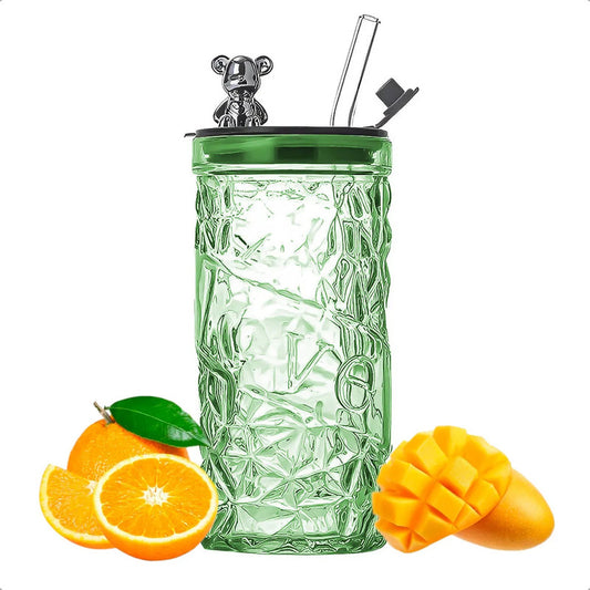 Vasos De Vidrio Vaso De Bebida Con Bombilla Vaso 400 Ml Vasos Reutilizables Sorbete A Prueba Fugas Okshop Bebidas Calientes Vasos Personalizados Doble Pared Cocteles Color Verde