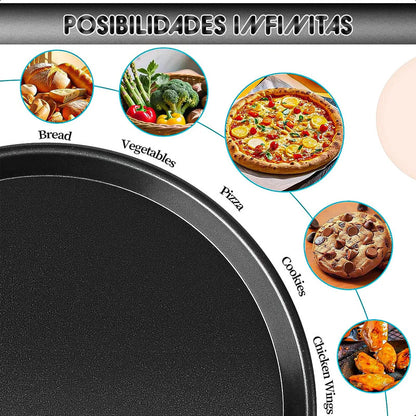 Pack 2 Molde Pizza Molde Aluminio Molde De Pizza 29cm Moldes Negro