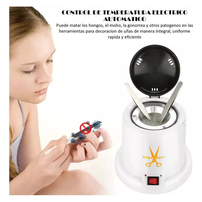 Esterilizador Para Maleta De Manicure Corta Cuticulas Metal Blanco