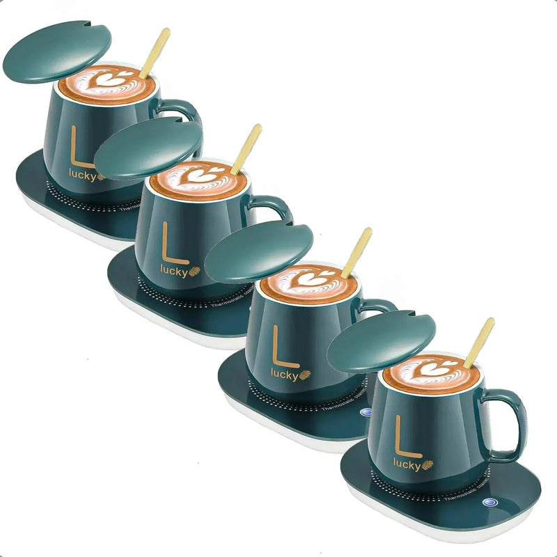 Taza Con Calentador Tazón Tazas De Te Tazas Electrica Tazas Capuccino Vidrio Templado Oficina Pack 4 Taza Cafe Espresso Ceramica 420ml Tazon Calentador Termostática Verde Okshop
